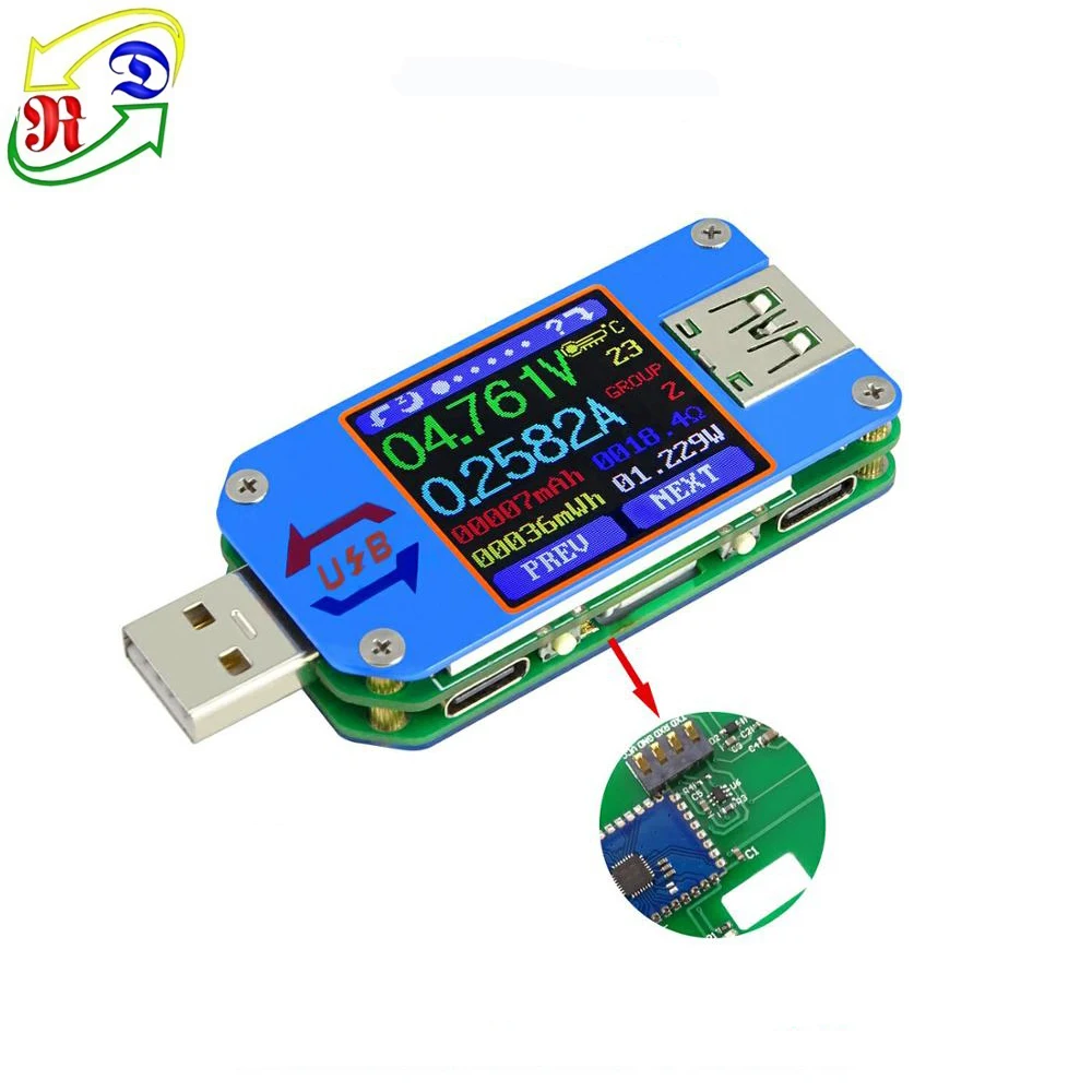 Цифровой мультиметр RD Type-C USB 2,0 UM25C с цветным ЖК-дисплеем, тестер постоянного тока, вольтметр, амперметр, измеритель напряжения