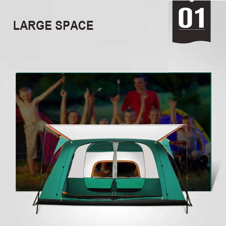 
6-10 Person Double Layers Camping Tent Outdoor POP UP Large Family Camping Tent 