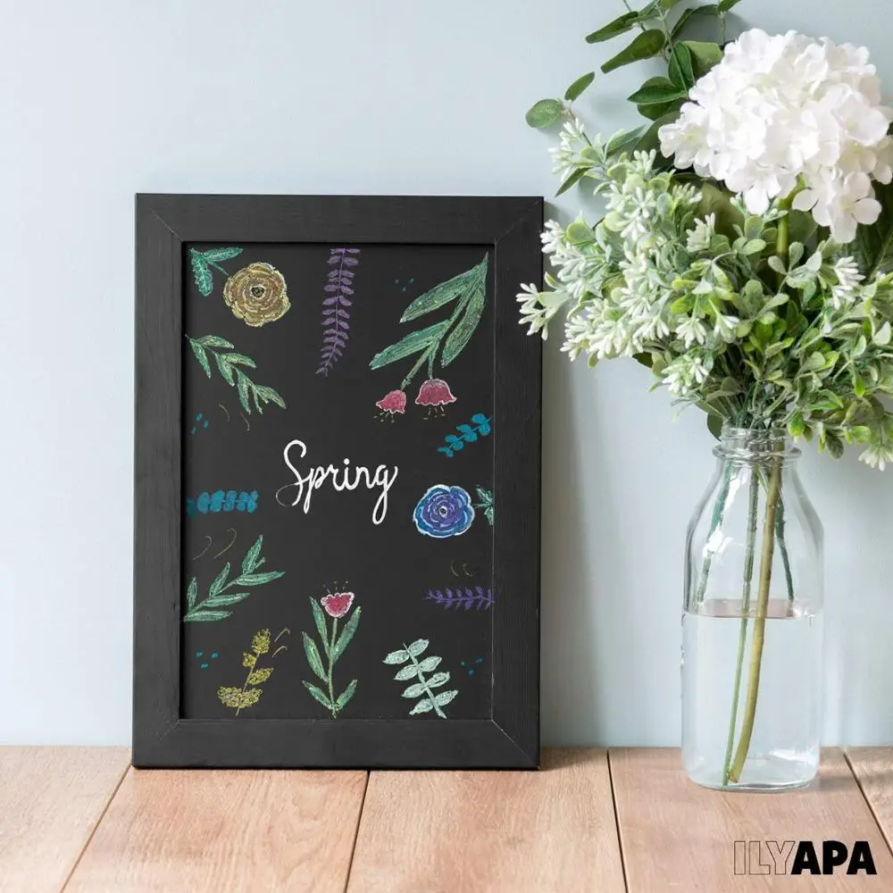 Деревенская деревянная Магнитная кухонная доска с черной рамкой, подвесная меловая доска для декора фермерского дома