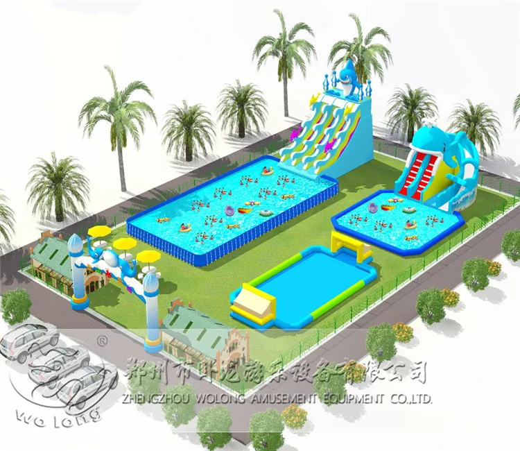 
 Семейный надувной коммерческий аквапарк мобильного типа  