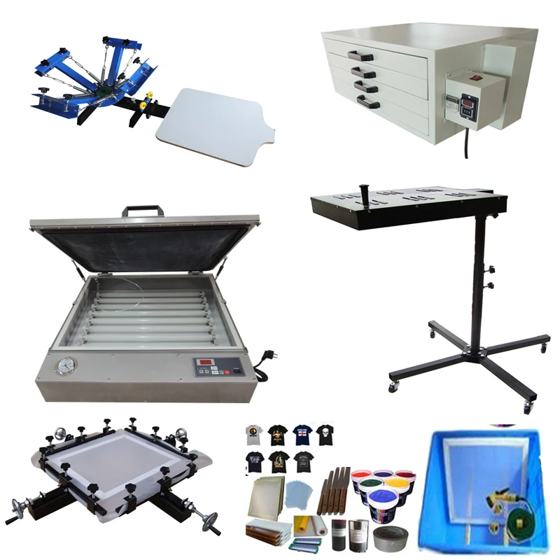 manual 4 color 1 station screen printing machine