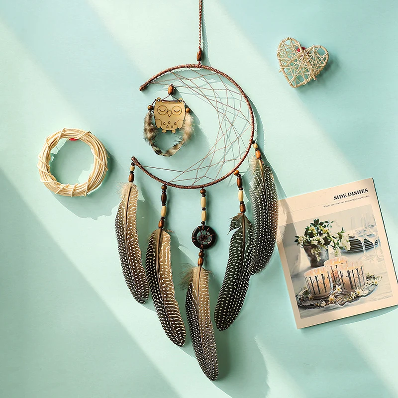 
APHACATOP New nordics big size owl indoor decoration pendant feather dream catchers Dream Catcher 