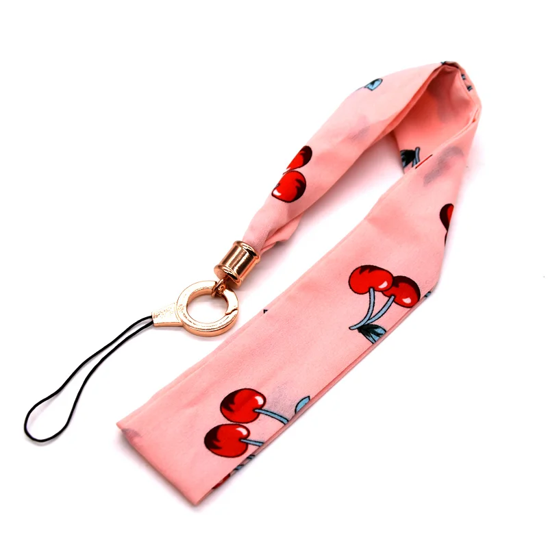 
Wholesale unique design beautiful cherry scarf lanyard for cell phone case 