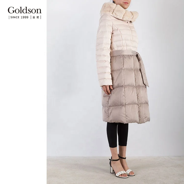 Fashion brand ladies long parka women goose down jacket rabbit fur jacket