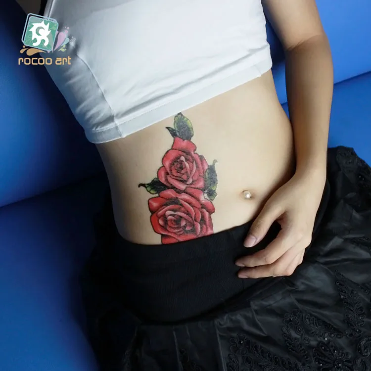 Fashion Beautiful Female Leg Tattoo Of Flower Temporary Tattoos Stickers Lotus Peony Cherry Blossoms Hips Tattoo Design