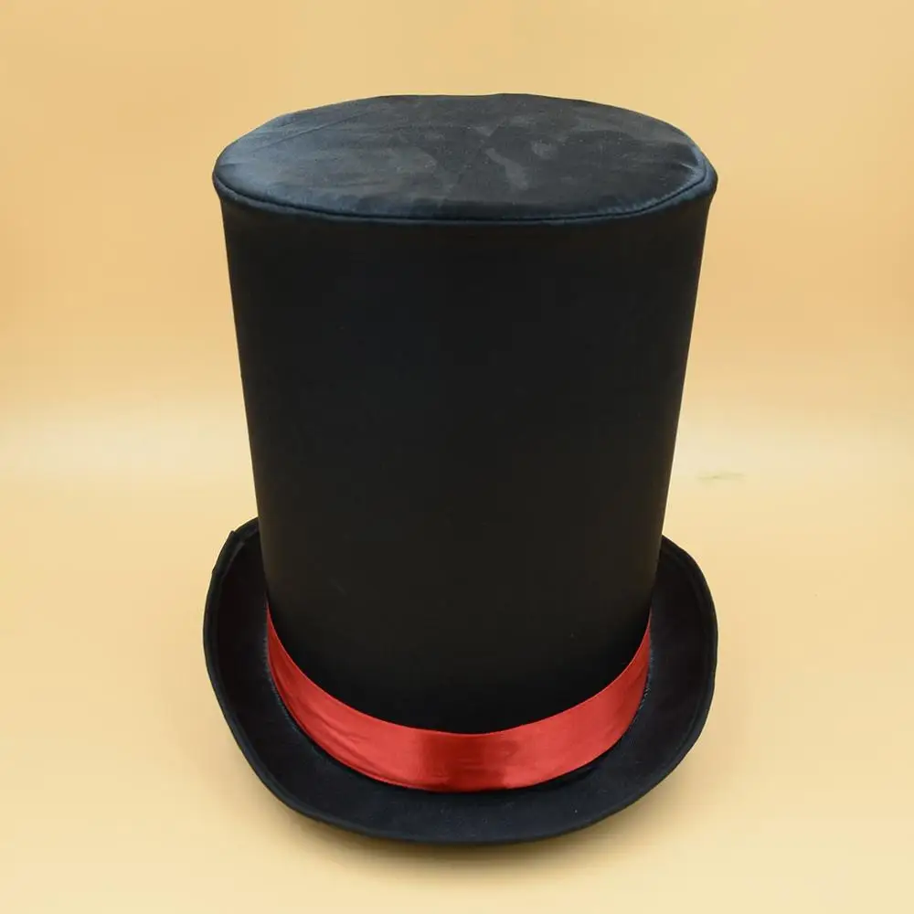 MH-3049 Party Halloween Deluxe Extra Tall Victorian Coachman Silk Satin Black Magician Top Hat