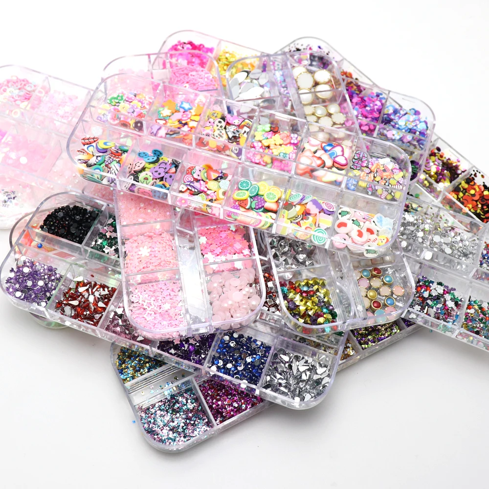 DIY 3D Стразы для дизайна ногтей блестящие бриллианты стеклянные сверла Типсы Аватара паста Смешанные Украшения для маникюра ногтей