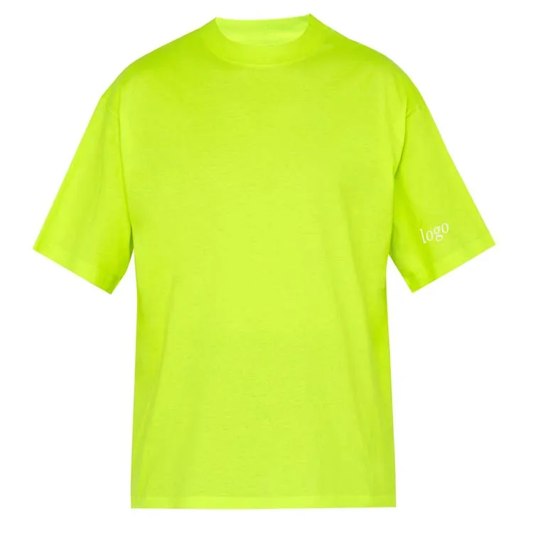 YL OEM Summer Fashion Neon Green T-shirt Plain Color 100% Cotton