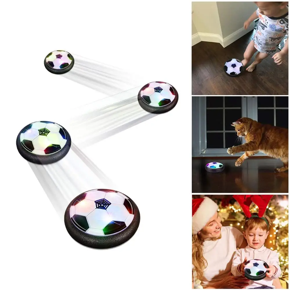 Soccer Ball for Boys Hover Football Disk Toy with LED Light and Foam Bumpers Indoor Outdoor Beach Ball Bath Toy Plastic