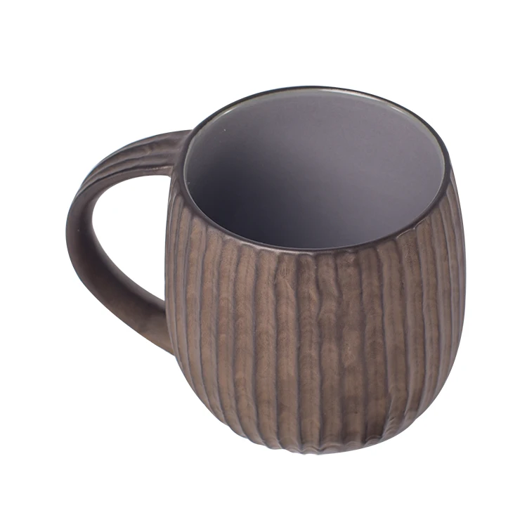 Vertical stripes fluted design restaurant ware  ceramic coffee mugs / home goods porcelain mug