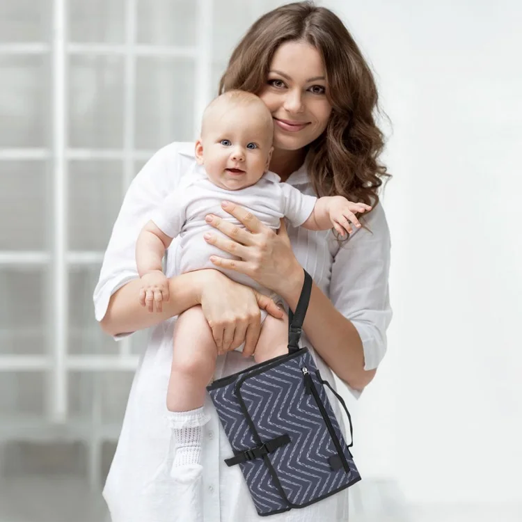 
Portable Home Travel Outside Changer Mat Baby Portable Diaper Changing Pad Diaper Pad with Head Cushion and Pockets 