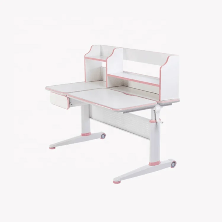 Ergonomic wood and metal height adjustable kids study table for home