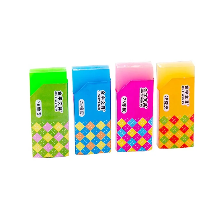 Flexible rectangle PVC material jelly style transparent 2B eraser