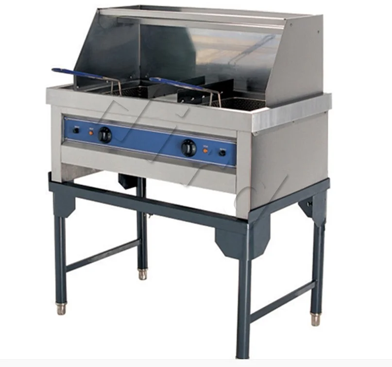 HEF-212 2 tank 2 basket kfc automatic deep electric fryer with shelf