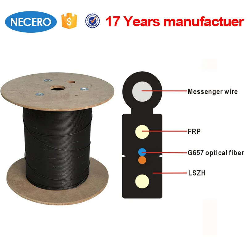 Necero 20 лет завод ftth 8 core бабочка самоподдерживающийся плоский волоконно-оптический кабель падения