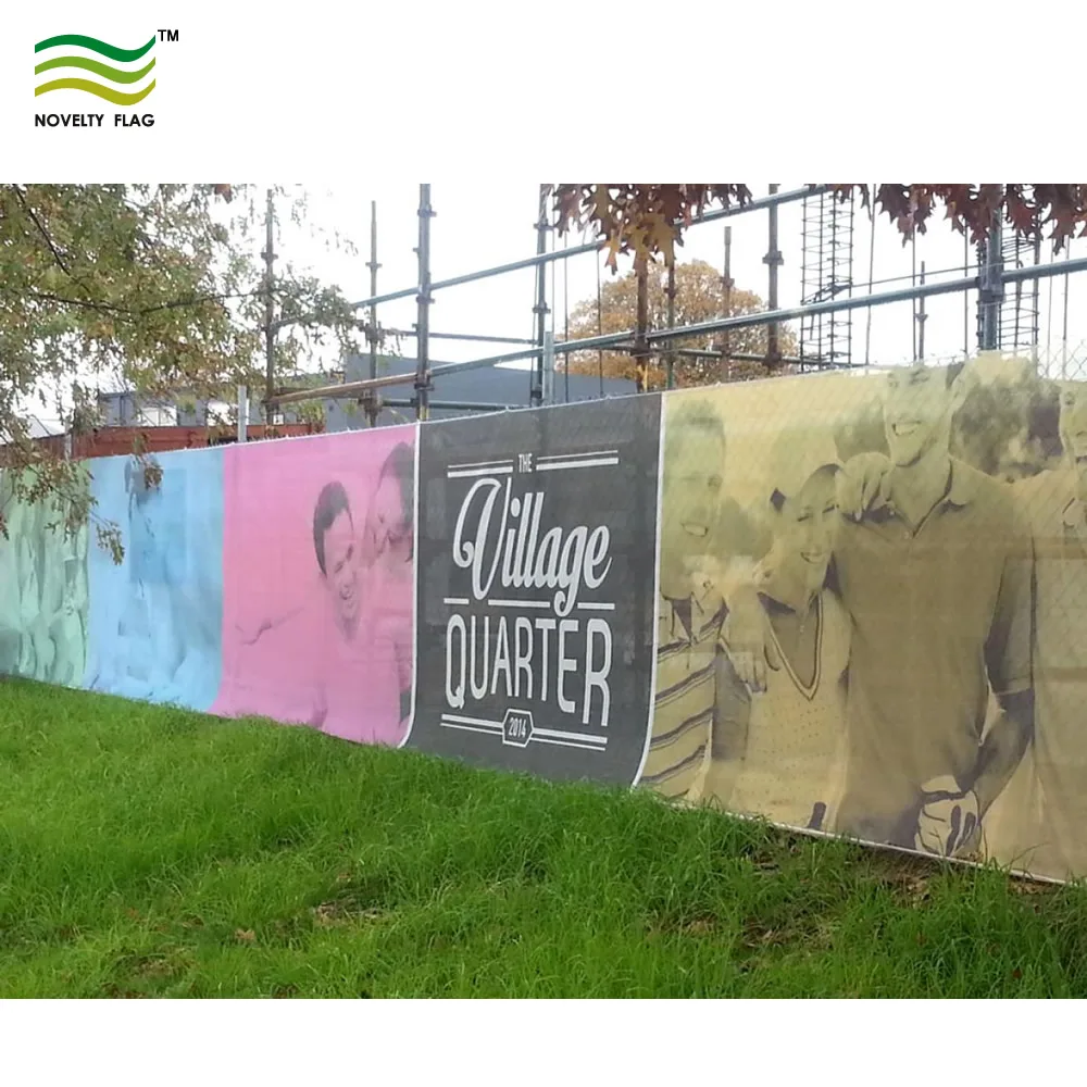 Custom printing flag Wind Resistant Fence Party Outdoor Advertising Air Mesh Polyester Hang Banner