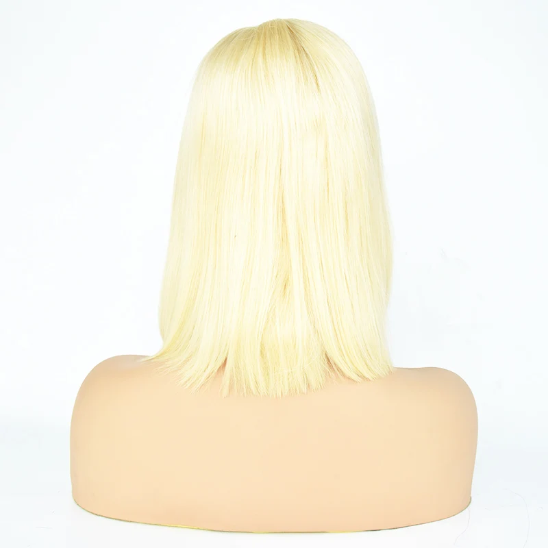 Luxury 613 straight full lace wig blonde bob wig 150% density 14inch indian human hair colored  wigs