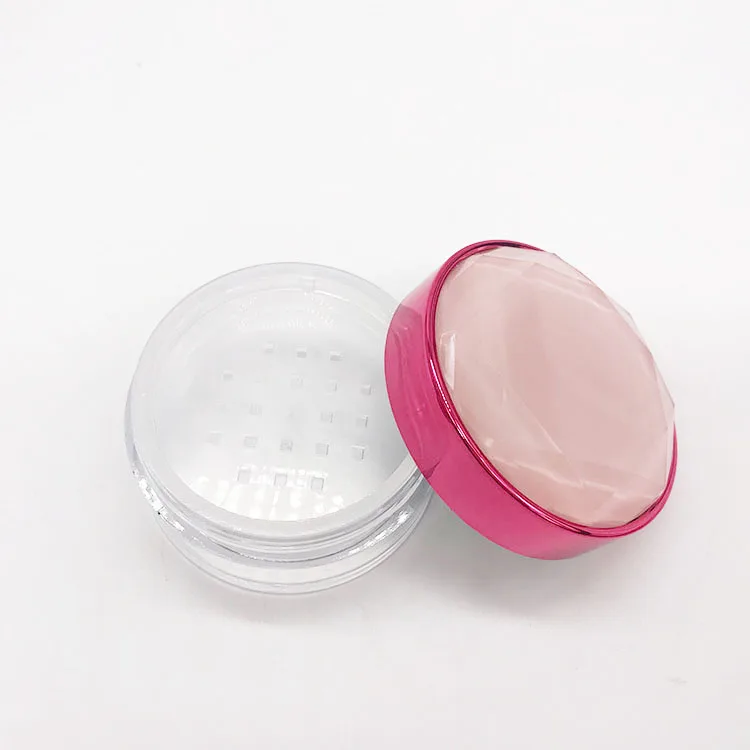 Low MOQ 10g luxury empty plastic custom diamond loose powder container with sifter