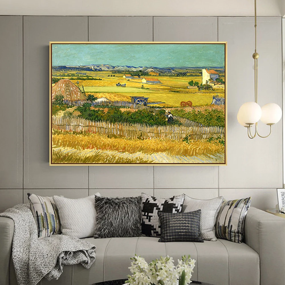 High quality hand painted framed custom vincent van gogh canvas landscapes oil painting
