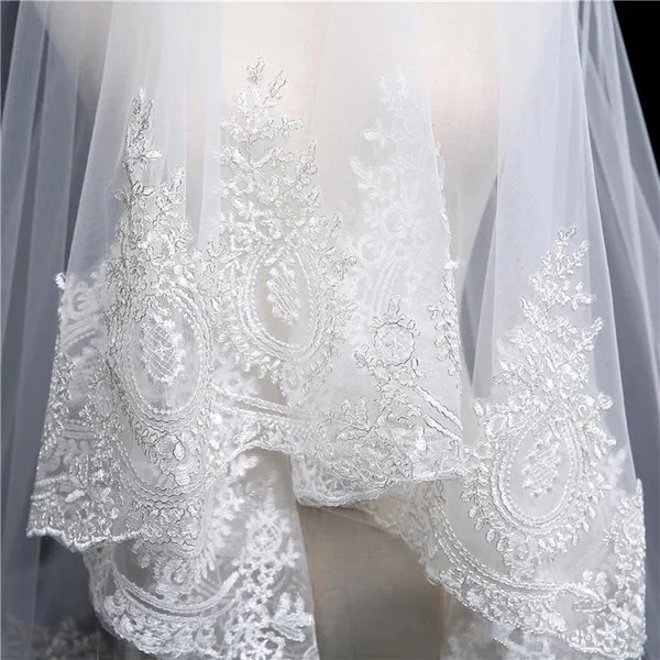 ZH1722Q Charming Bridal Veils Cathedral Length lace Applique With Combs Bride Wedding Veils Hair Accessories