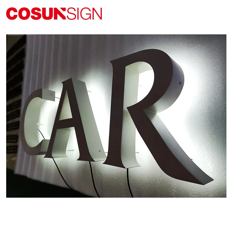 waterproof channel brushed backlit metal led letter light sign