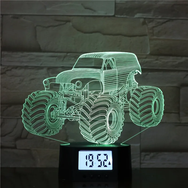 3d иллюзия Лампа с будильником база OEM/ODM в форме грузовика Рождественский подарок лампа