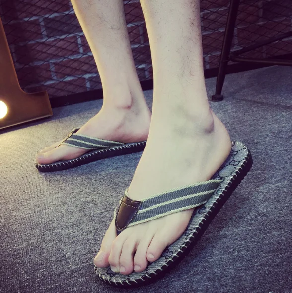 2019 new design summer anti slip flat flip flops for men beach cotton custom wholesale slippers