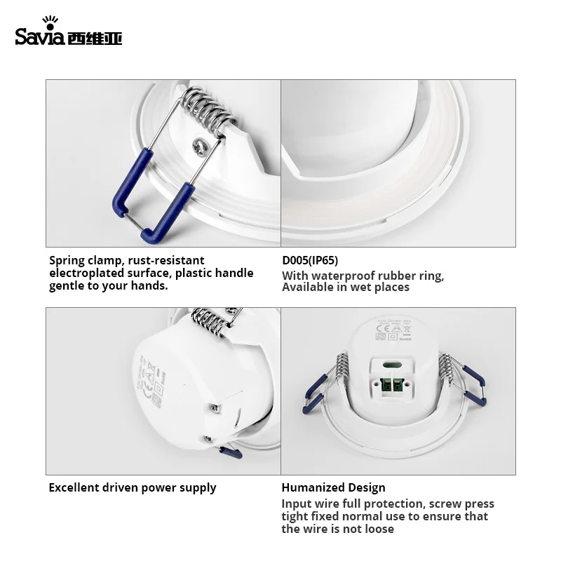 
Savia round recessed ceiling light 220-240V LED 5W IP65 waterproof plastic downlight for bathroom/kitchen living room 
