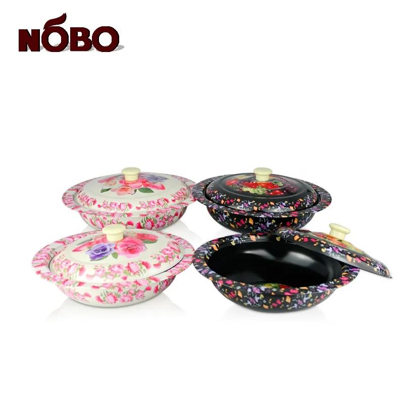 NOBO Custom China melamine print cast Iron tableware Indian copper dish serving dishes with lids