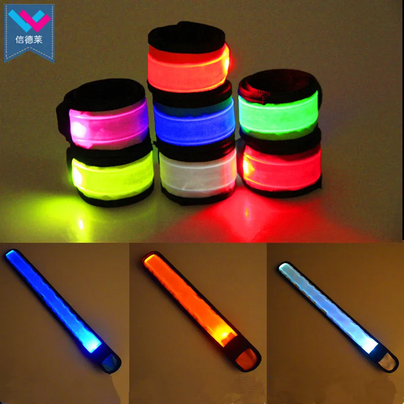 T-Worthy Led Slap Bracelet Custom Logo Outdoor Sports Safety Light Glow In the Dark Reflective LED Slap Bracelets