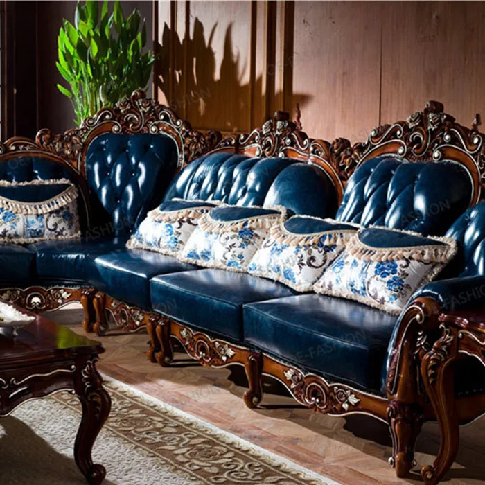 Solid wood carving corner living room sofa in the home furniture