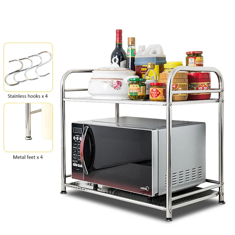 single tier kitchen storage rack microwave shelves