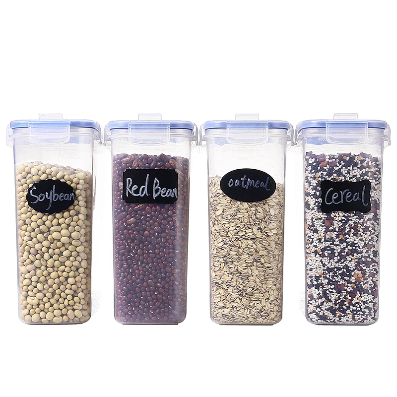 4L(135OZ) 4pack Plastic Large  Airtight Cereal Food Storage Container Set Sealed Food Container For Kitchen Storage