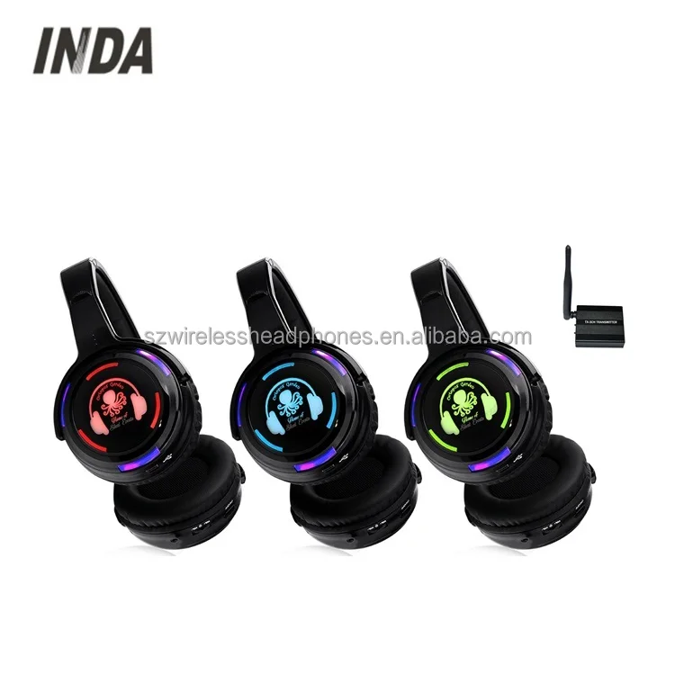 Свет дешевые беспроводные наушники оптовая продажа для silent disco