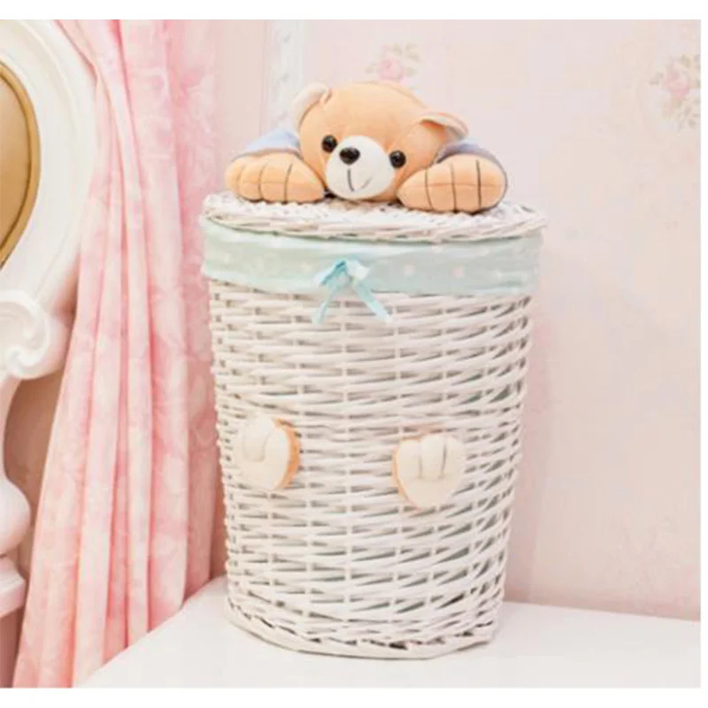 400148 China factory  Round rattan Collapsible Laundry hamper foldable  wicker laundry basket for dirty clothes washing cloth