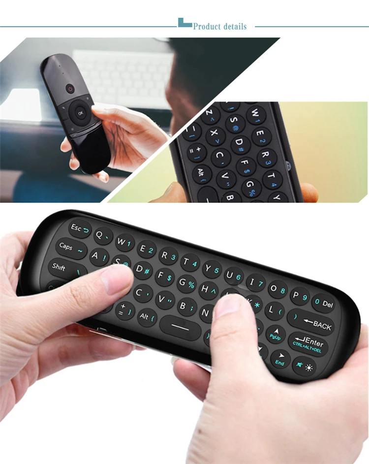 W1 2.4G Air Mouse Wireless Keyboard Remote Control Infrared Remote Learning 6-Axis Motion Sense Receiver for TV TV BOX PC