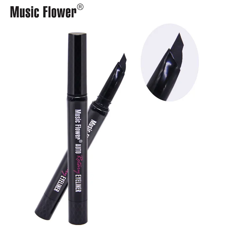 Music Flower High Quality OEM  Black Waterproof Makeup longwearing Smudgeproof Auto Rotating Push up Matte Eyeliner Pencil