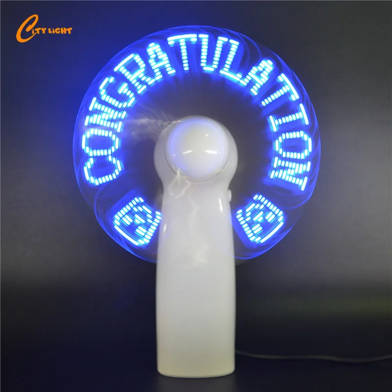 handheld text self programmable led fan battery operated