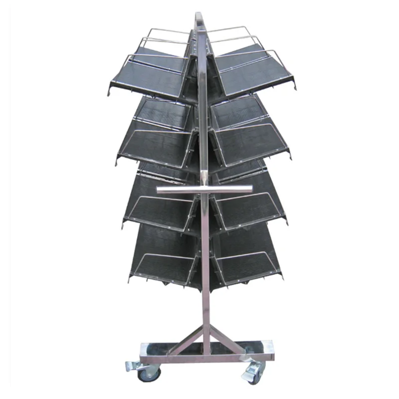 High Quality Stainless Steel Antistatic Turnove hanging basket ESD SMT PCB Reel Storage Trolley Cart with hanging racks