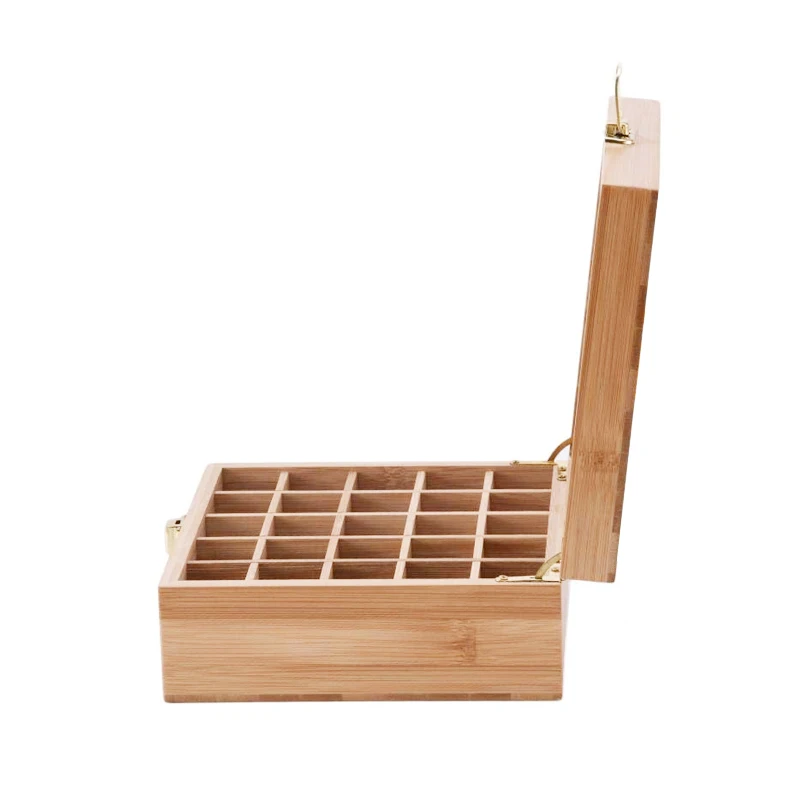 Beautifully 25 bottle wooden essential oil storage organizer box bamboo essential oil box