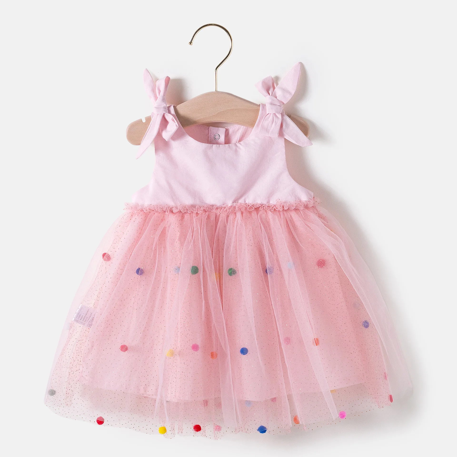 
Girls Dress with Colored Pom Pom Lace Princess Baby Skirt 