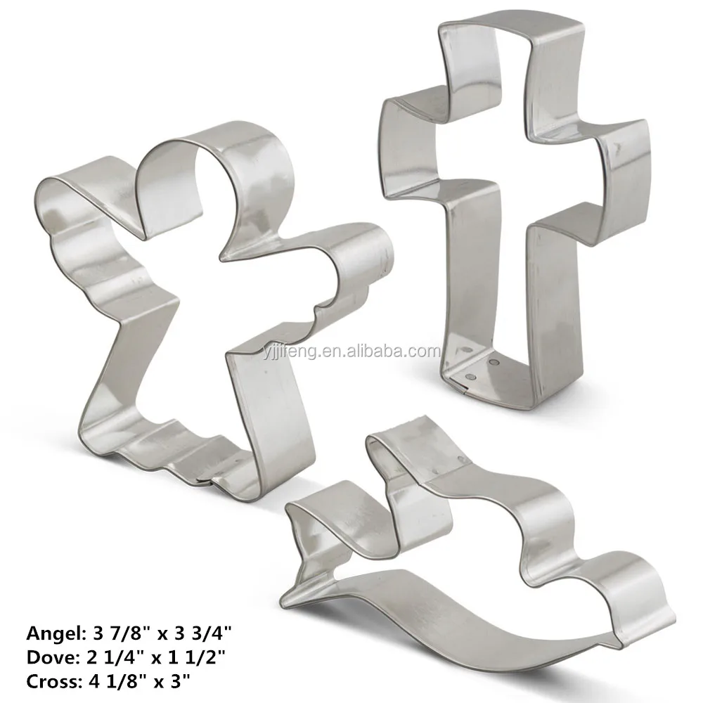 
Factory wholesale kitchen LFGB standard custom stainless steel Religious Christmas 3pcs set cookie cutter set 