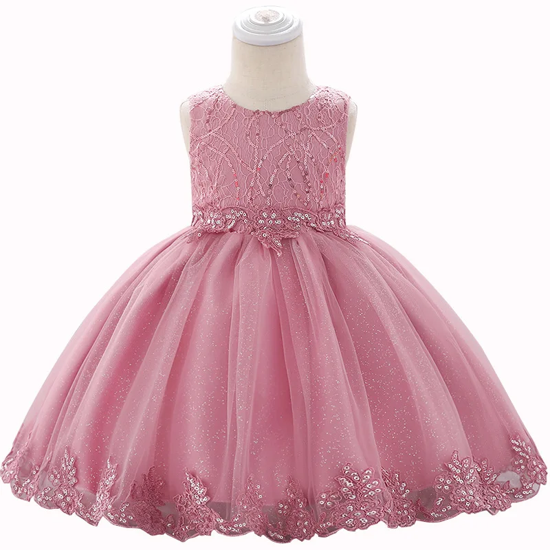 2019 baby dress skirt female baby lace sequin princess dress age full moon wedding dress