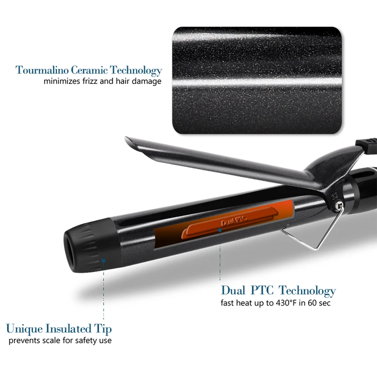 
1 1/4 inch Lcd Display Ceramic Coating Barrels Electric Hair Curler Professional Curling Iron 