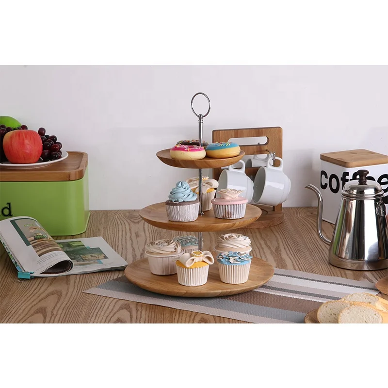 luxury rectangle three tier suspended wooden wholesale wedding cake stand fittings large 3 layer 3 tier afternoon tea cake stand