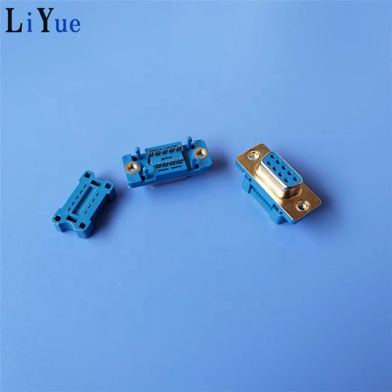 Blue insulation solder normal type 9pin female D-sub connector