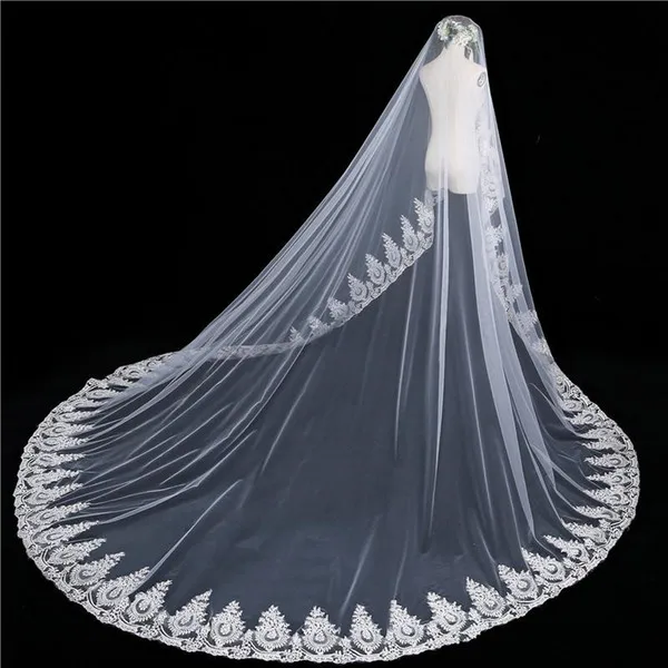ZH1722Q Charming Bridal Veils Cathedral Length lace Applique With Combs Bride Wedding Veils Hair Accessories