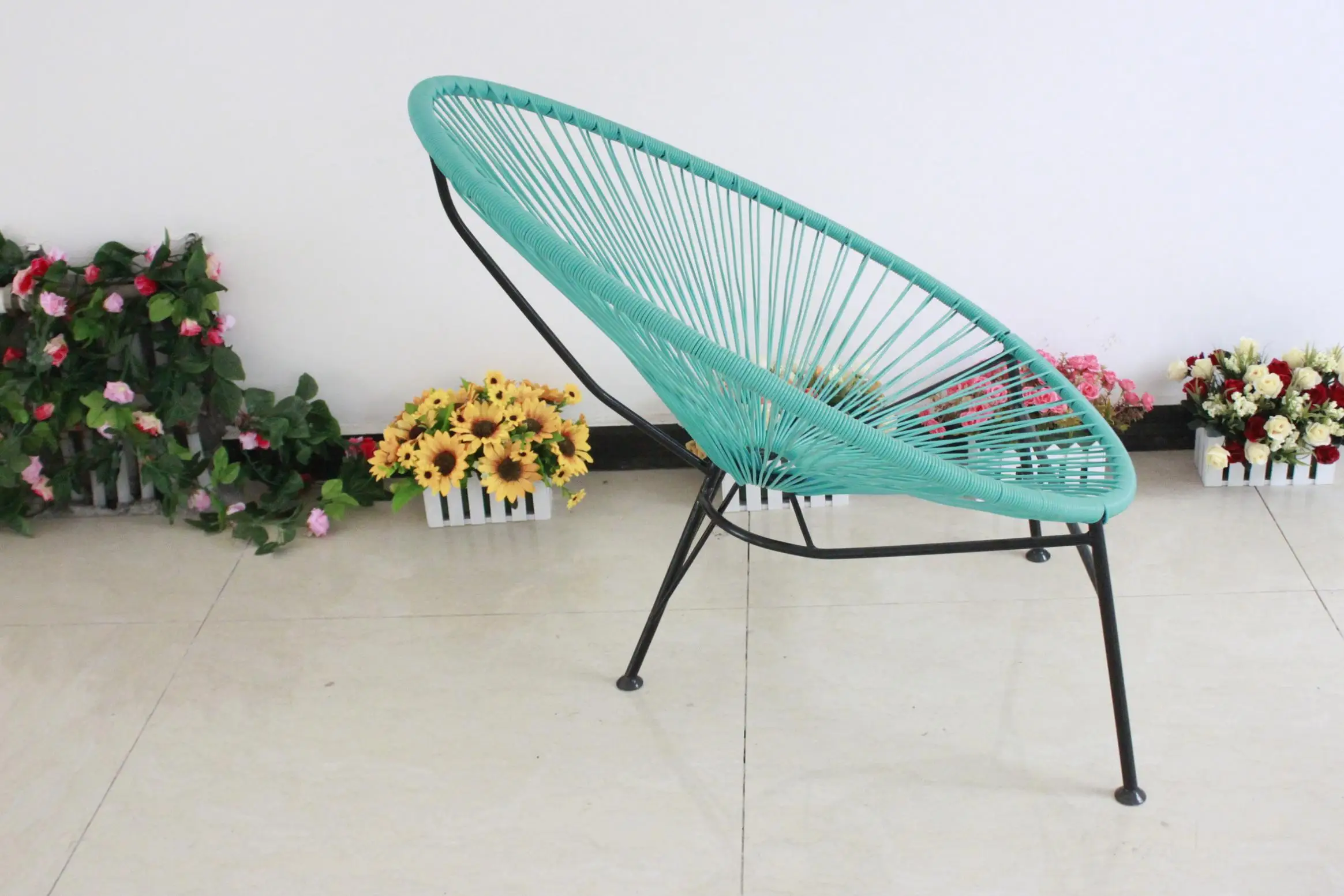 Outdoor Garden Leisure Steel frame Rattan bistro Acapulco Chair Egg Shaped Wicker nest Chair