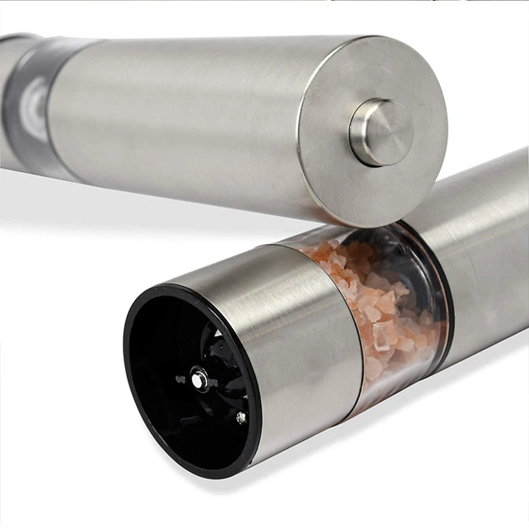 Stainless steel electric ceramic salt and pepper black grinder set of 2