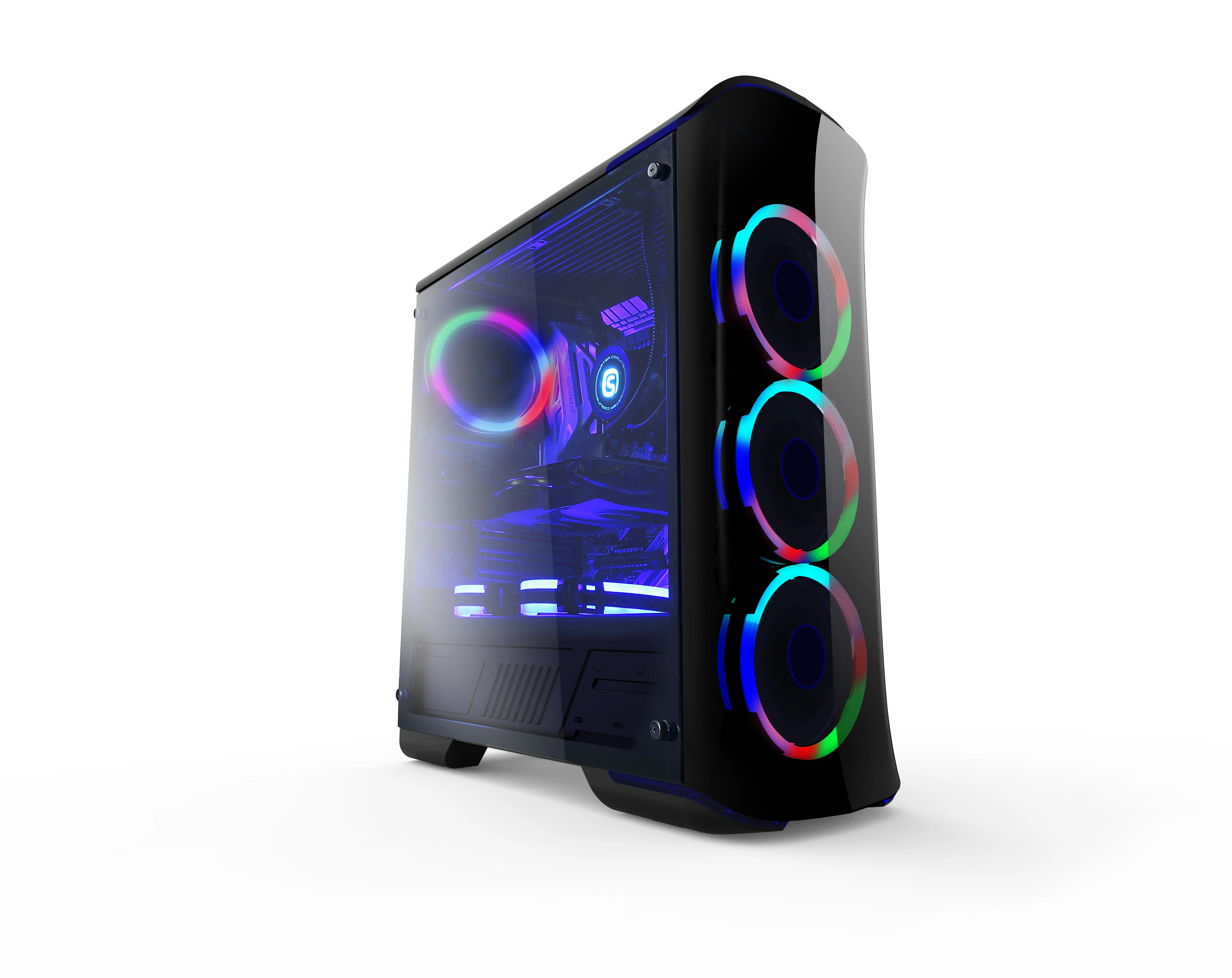 ATX игровой чехол для компьютера с 3 Вентиляторы дополнительно акриловые боковые панели Mid Tower Desktop PC